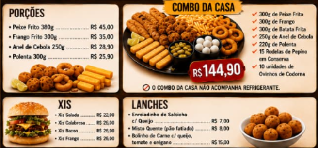 PORÇÕES (PREÇOS SUJEITO A ALTERAÇÃO) 